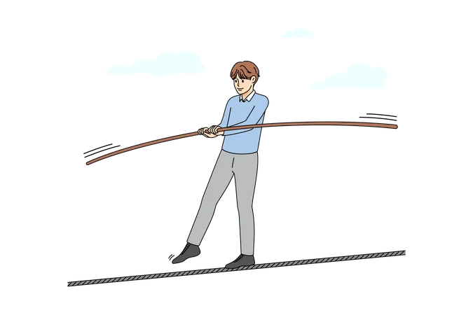 Man balancing on rope  Illustration