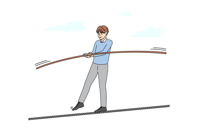 Man balancing on rope  Illustration