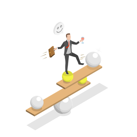 Man balancing Time Management and Productivity  Illustration