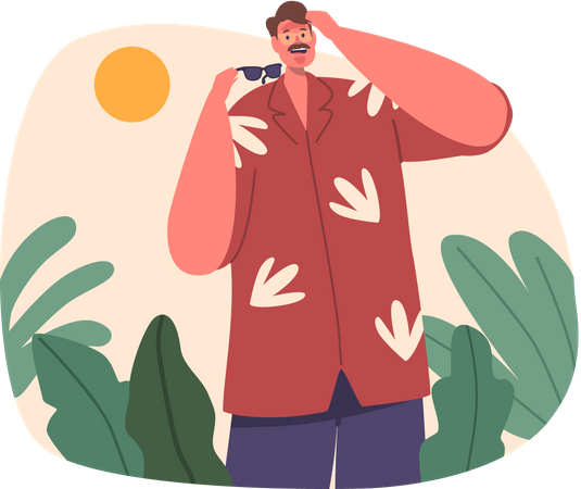 Man bears sunburn lines around his eyes  Illustration