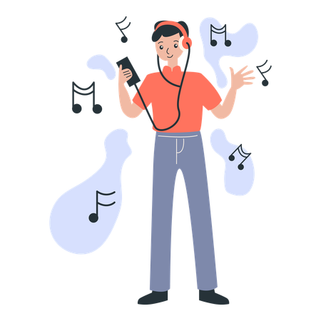 Man becomes Music Enthusiast  Illustration