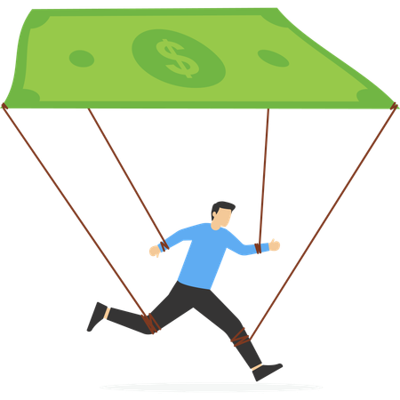 Man Being controlled by money  Illustration