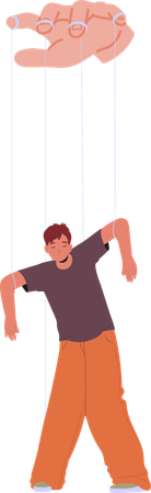 Man being controlled by puppet string  Illustration