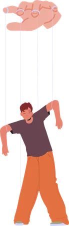 Man being controlled by puppet string  Illustration