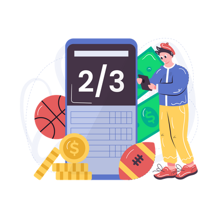 Man betting online  Illustration