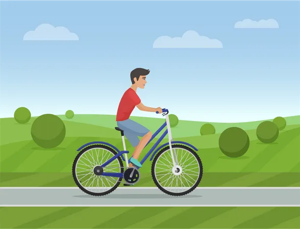 Man Bicycle Riding  Illustration