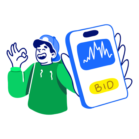 Man Bid Coin  Illustration