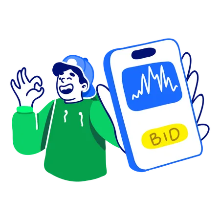 Man Bid Coin  Illustration