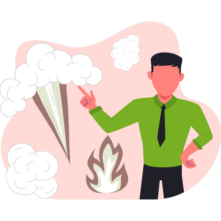 Man  blasting nuclear bomb  Illustration