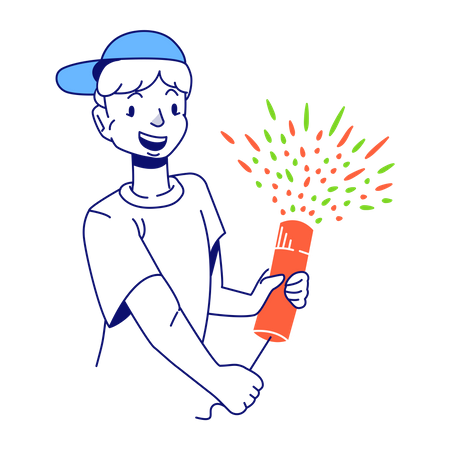 Man blew up a firecracker  Illustration