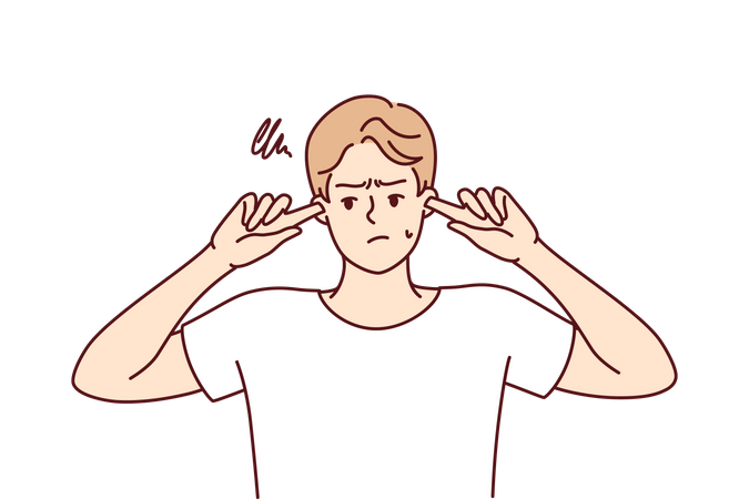 Man blocking ears with hands  Illustration