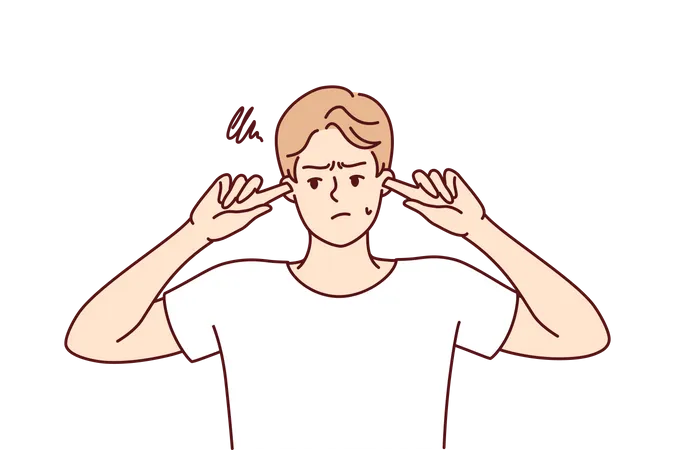 Man blocking ears with hands  Illustration