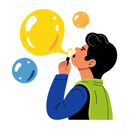 Man blowing bubbles  Illustration