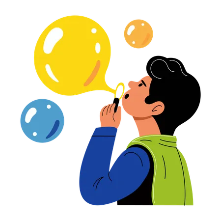 Man blowing bubbles  Illustration