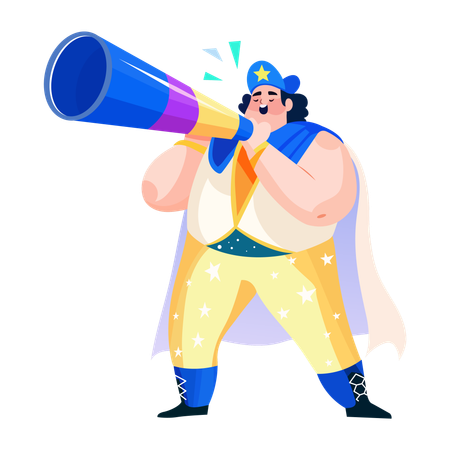 Man blowing noisemaker  Illustration