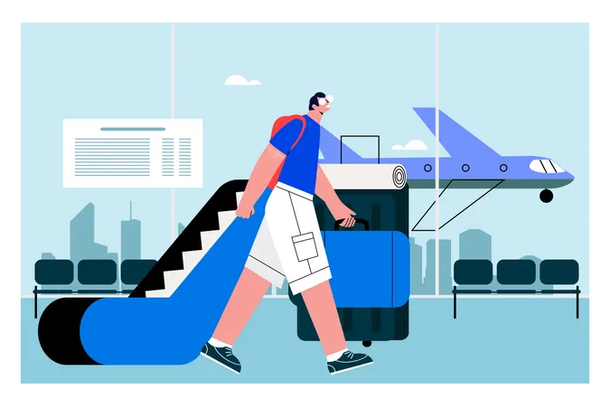 Man boarding on flight  Illustration