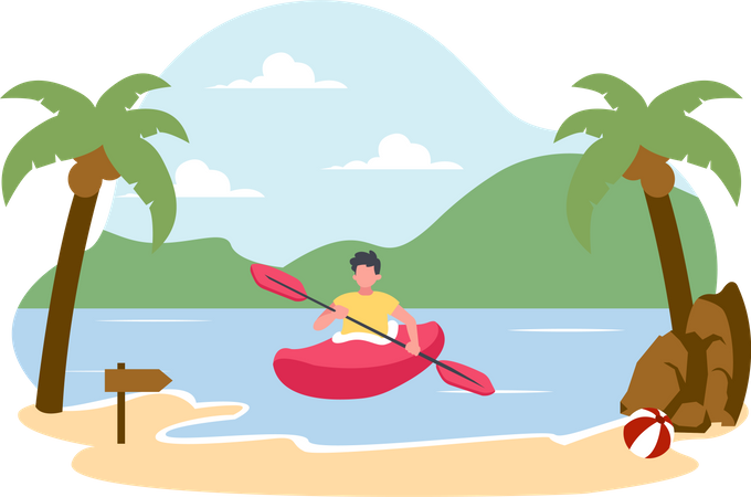 Man boating Illustration