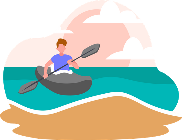 Man boating  Illustration