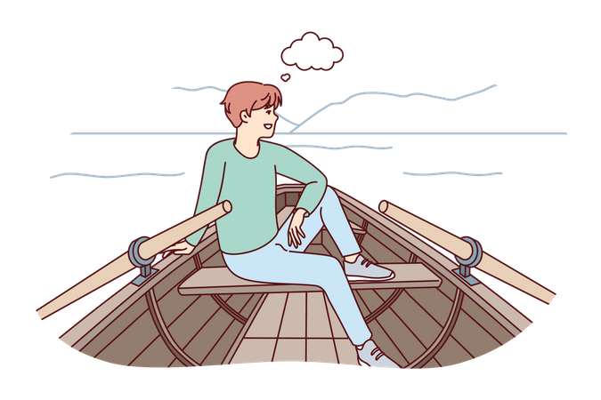 Man boating  Illustration