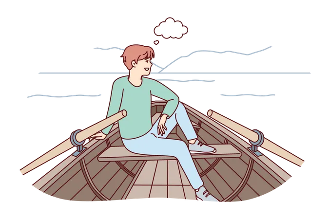 Man boating  Illustration