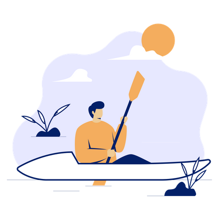 Man boating  Illustration