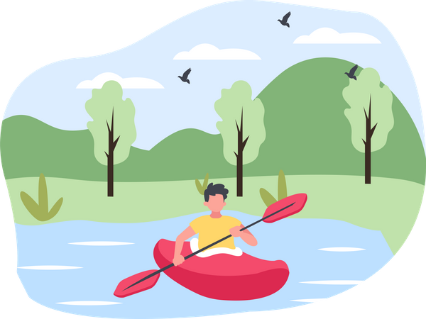 Man boating  Illustration