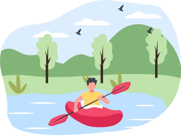 Man boating  Illustration