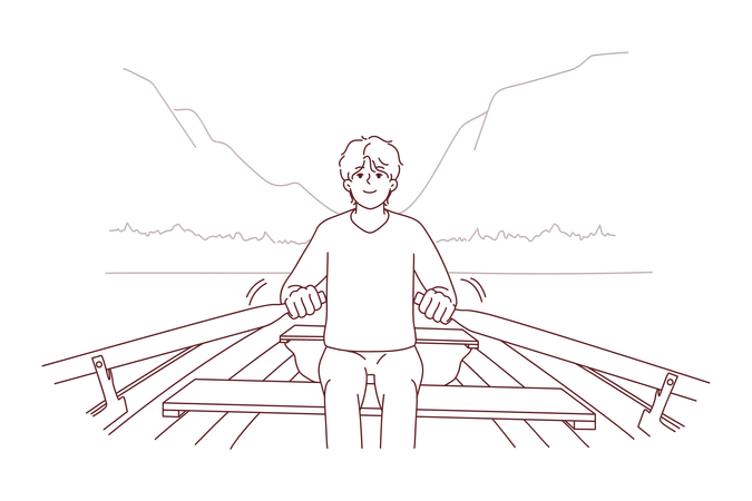 Man boating  Illustration