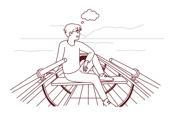 Man boating  Illustration