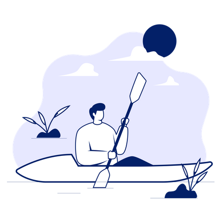 Man boating  Illustration