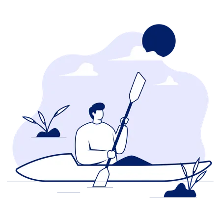 Man boating  Illustration