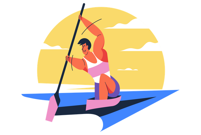 Man boating  Illustration