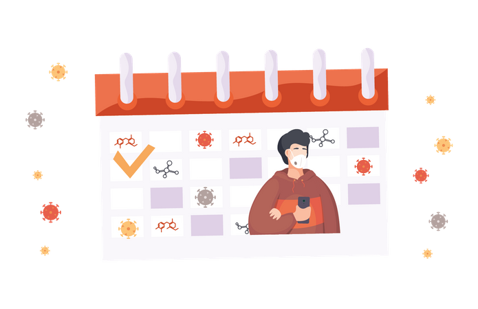 Man book vaccination appointment  Illustration