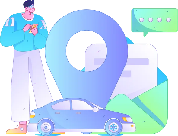 Man booking cab from current location  Illustration