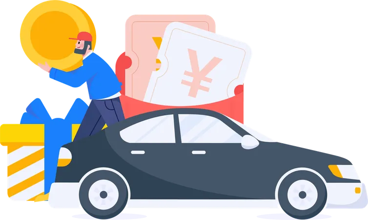 Man booking cab  Illustration