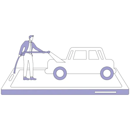 Man booking car wash service online  Illustration