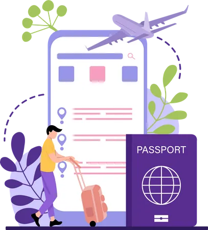 Man booking flight ticket  Illustration