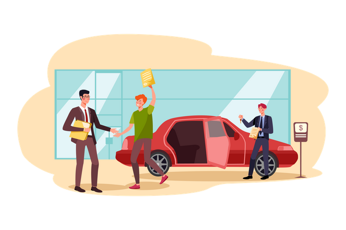 Man booking new car  Illustration