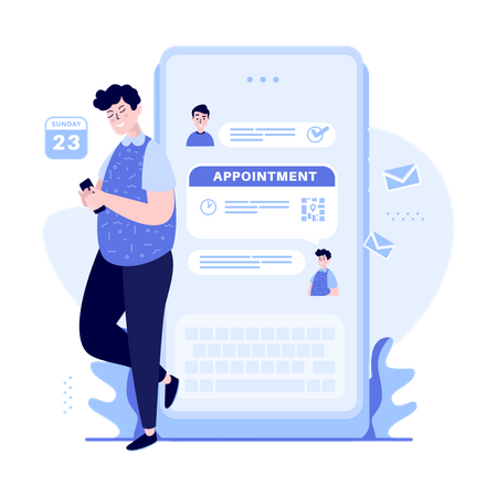 Man booking online appointment  イラスト