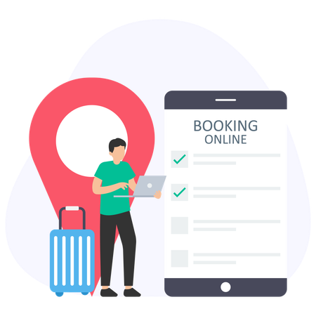 Man booking online tour  Illustration