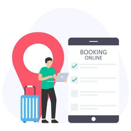 Man booking online tour  Illustration