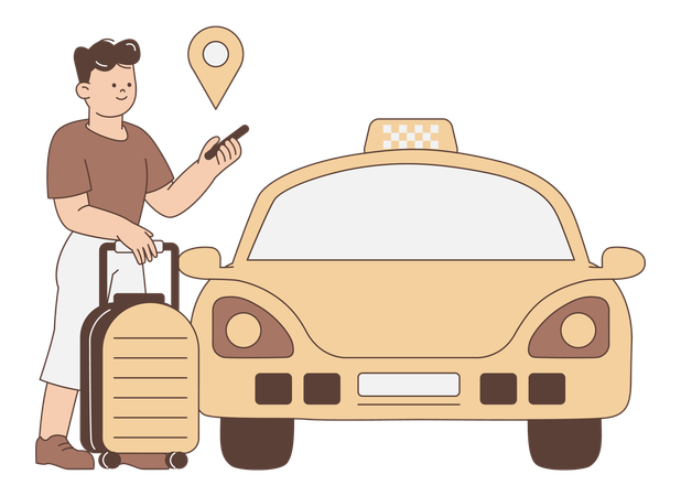 Man booking taxi online  Illustration