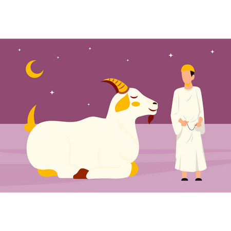 Man bought goat for Eid al-Adha  Illustration