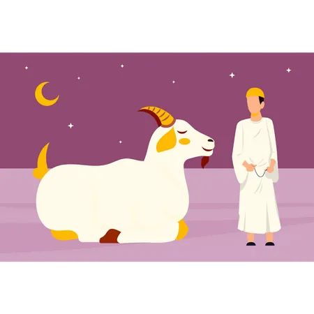 Man bought goat for Eid al-Adha  Illustration