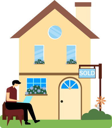 Man bought home  Illustration