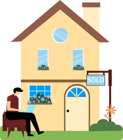 Man bought home  Illustration