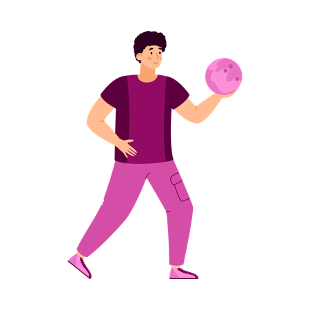 Man bowling player ready to throw a ball  Illustration