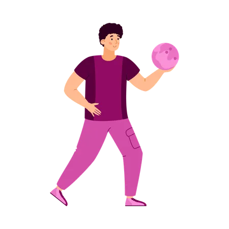 Man bowling player ready to throw a ball  Illustration