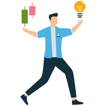 Man Brainstorming New Ideas  Illustration