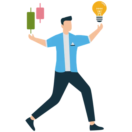 Man Brainstorming New Ideas  Illustration